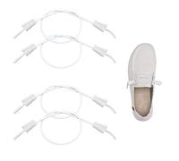 SONSIL Elastic Shoelaces Strings Replacement Laces for Hey Dude Shoes，No-Tie Laces (Two Pairs), White, 16"