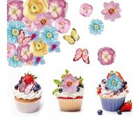 SONSMER 102 Pcs Edible Rice Wafer Paper Flowers Butterflies- Assorted Small Blossoms for Cake Decorating, Cold Dish Garnish, Plating, DIY Baking & Dessert Toppers - Gluten-Free