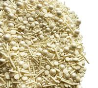 SONSMER Pearl Sugar Sprinkles Candy 120g/4.2oz Mixing Size Baking Cake Decorations Cupcake Toppers Jimmies Cookie Decorating Celebrations Wedding Shower Party Chirstmas Supplies (White)