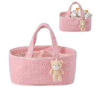 Sonsoke Baby Changing Bag, Teddy Fluffy Toy Storage Bag with Bear Pendant, Nappies Carry Bag for On the Go (Pink)
