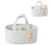 Sonsoke Baby Changing Bag, Teddy Fluffy Toy Storage Bag with Bear Pendant, Nappies Carry Bag for On the Go (White)