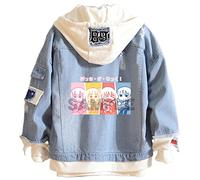 Sonsoke Bocchi the Rock Figure Denim Jacket Coat Hoodie Pullover Anime Graphic Hoodie Cosplay Costume (Blue 2, L)