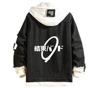 Sonsoke Bocchi the Rock Figure Denim Jacket Coat Hoodie Pullover Anime Graphic Hoodie Cosplay Costume (Black 1, L)