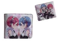 Sonsoke Emilia Men's Wallets Bi-Fold Wallet ID Card Credit Card Multipurpose Wallet for Men and Women Gift Cosplay, Rem Ram 1, Standard, Anime, classic