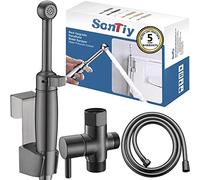 SonTiy Handheld Bidet Toilet Sprayer Gunmetal, Cloth Diaper Sprayer Bathroom Hand Held Jet Spray Bidet Attachment for Toilet with Adjustable Pressure Control, Solid Brass, 7.2" Bidet Wand