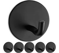 SonTiy Self Adhesive Hooks Heavy Duty Black Bathroom Door Hooks Office Home Kitchen Stick on Hooks for Hanging Coats Towels Keys-Anti-Rust Waterproof,No Drill Glue Needed - 6 Pack…