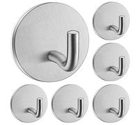 SonTiy Self Adhesive Hooks Heavy Duty Wall Door Hooks Office Home Kitchen Bathroom Closet Sticky Hooks for Hanging Coats Towels Keys-Anti-Rust Waterproof, No Drill Glue Needed-6 Pack
