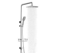 SonTiy Shower Riser Rail Kit-12"Square Rainfall Shower Head & Shower Caddy