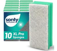 SONTY Professional Cleaning Sponge Scratch-Free Green Large - 10 x Jumbo Sponges from Austria XXL Cleaning Sponges for Windows, Kitchen, Bathroom, Pool, Gastro and Glass Surfaces | Glass Sponge 15 x 7