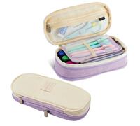 Sonuimy Large Capacity Pencil Case Pouch with Zipper, Portable Aesthetic Cute Big Capacity Pencil Cases Pen Office Travel Stationery Makeup Bag, Desk Organizer for College Adults Women Men-Purple