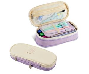 Sonuimy Large Capacity Pencil Case Pouch with Zipper, Portable Aesthetic Cute Big Capacity Pencil Cases Pen Office Travel Stationery Makeup Bag, Desk Organizer for College Adults Women Men-Purple