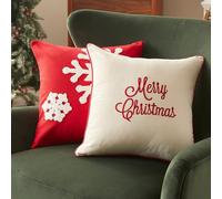 Sonvie Christmas Cushion Covers Set Of 2 with Merry Christmas & Snowflake Decor, Soft Decorative Square Throw Pillow Cover 45x45cm (18x18 in), Pillows Cases for Bedroom Sofa Couch Decorations