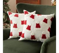 Sonvie Christmas Cushion Covers Set Of 2 with Santa Hats Decor for Christmas, Soft Decorative Square Throw Pillow Cover 45x45cm (18x18 in), Pillows Cases for Bedroom Sofa Couch Decorations