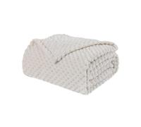 Sonvie Jacquard Flannel Throw Blanket Queen Size, OEKO-TEX B200x240cm White