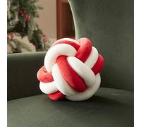Sonvie Knot Ball Pillow Decorative Knotted Cushion, Soft Round Throw Pillow Decorative for Couch, Sofa, Bedroom, Living Room 22cm diametre red+white