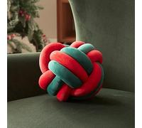 Sonvie Knot Ball Pillow Decorative Knotted Cushion, Soft Round Throw Pillow Decorative for Couch, Sofa, Bedroom, Living Room 22cm diametre red+green