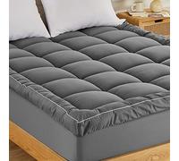 Sonvie Single Mattress Topper, Quilted Microfiber Topper Soft Small Double Mattress Pad, Deep Pocket Thick Topper Fits 38 cm/14.9 Inches for Single Bed Grey 90x190+38 cm