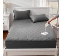 Sonvie Waterproof Mattress Protector Double, 135x190+38 cm Grey, Non slip