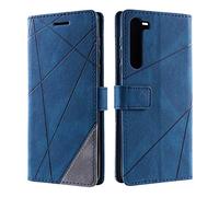 SONWO Case for Moto Edge Case, Premium Leather Flip Wallet Case Magnetic Closure Card Slots Kickstand Phone Case for Moto Edge, Blue