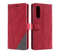 SONWO Case for OPPO Find X2 Neo Case, Premium Leather Flip Wallet Case Magnetic Closure Card Slots kickstand Phone Case for OPPO Find X2 Neo, Red