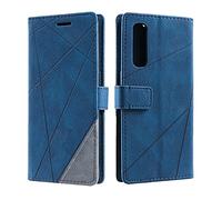 SONWO Case for OPPO Find X2 Neo Case, Premium Leather Flip Wallet Case Magnetic Closure Card Slots kickstand Phone Case for OPPO Find X2 Neo, Blue