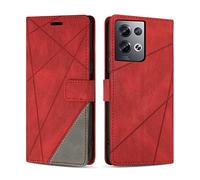 SONWO Case for OPPO Reno 8 Pro 5G, PU Leather Flip Wallet Case Magnetic Closure Cover Card Slots Phone Case for OPPO Reno 8 Pro 5G, Red