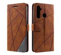 SONWO Case for Realme 5 Pro/Realme Q Case, Premium Leather Flip Wallet Case Magnetic Closure Card Slots Kickstand Phone Case for Realme 5 Pro/Realme Q, Brown