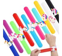 Sonwyoung 10 Pack Unicorns Slap Bracelets for Kids Silicone Unicorn Wristbands Snap Bracelets Party Favors for Kids Girls Boys Birthday Gifts Goodie Bag Stocking Stuffers Carnival Prizes