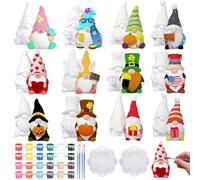 Sonwyoung 12 Sets Gnome Ceramic for Painting DIY Painting Your Own Gnome Statues Unpainted Ceramic Gnome Figures Kit with Brush Palette Paint Ready to Paint Ceramic Holiday Blank Paintable