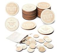 Sonwyoung 24 Pcs Wood Round Tuit 1.5 Inch Polished Wooden Tokens with Bag When You Get a Round to It for Colleague Family