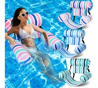 Sonwyoung 3 Pack Inflatable Pool Floats Chairs Adult Floating Lounge Summer Chair Adjustable Hammock Water Floating Chair Swimming for Party Beach Water Lake Fun(Stripe Style,Vivid Color)