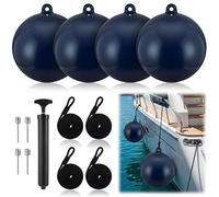 Sonwyoung 4 Pcs 25 Inch Inflatable Boat Fender Bumper for Docking with Ropes Big Bumper Inflatable Round Ball Large Boat Buoys Bumpers for Marine Fishing Pontoon Yachts Tie up Raft (Blue)
