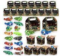 Sonwyoung 48 Pcs/24 Sets Adopt a Reptile Party Favors for Kids 3D Printed Reptile Mystery Blind Box Mini 3D Animals Foldable Mystery Surprise Boxes for Boys Girls Birthday Party Supplies Gifts