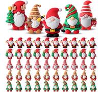Sonwyoung 50 Pcs Christmas Mini Gnomes Figurines Little Xmas Elf Figures Tiny Gnomes Statue Christmas Hide and Seek Miniature for Landscape Gifts Bulk Party Favors Stuffers Fairy Garden Decor