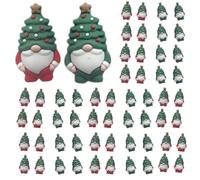 Sonwyoung 50 Pcs Mini Christmas Gnome Figurines Including Red and Green Tiny Christmas Tree Hat Gnomes Figures for Hide and Seek Little Rubber Statue for Xmas Gifts Winter Table Xmas Tree Decoration