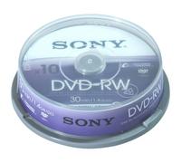 Sony 10 Pack 8cm DVD-RW 30 Min Spindle