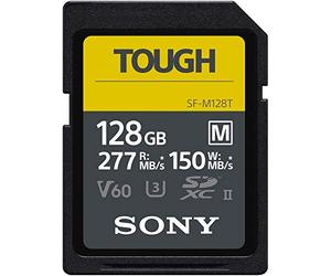 Sony 128GB SF-M series Tough specification UHS-II U3 V60 SDXC Digital Memory Card Card - Read 277MB/s Write 150MB/s SFM128T, SFM128T/T1