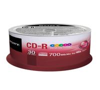 Sony 30CDQ80XP CD-R 48X 80 min/700MB Color Spindle Compact Disc, 30-Pack