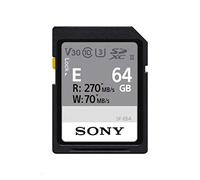 Sony 64GB SF-E Series UHS-II U3 V30 SDHC Digital Memory Card - Read 270MB/S Write 70MB/S SFE64