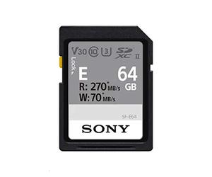 Sony 64GB SF-E Series UHS-II U3 V30 SDHC Digital Memory Card - Read 270MB/S Write 70MB/S SFE64