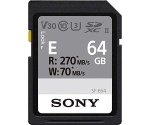 Sony 64GB SF-E Series UHS-II U3 V30 SDHC Digital Memory Card - Read 270MB/S Write 70MB/sSFE64