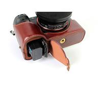 Sony A7 Case, BolinUS Handmade Genuine Real Leather Half Camera Case Bag Cover for Sony Alpha A7 A7R A7S Bottom Opening Version + Hand Strap -Coffee