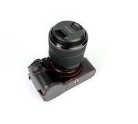 Sony A7 Case, BolinUS Handmade Genuine Real Leather Half Camera Case Bag Cover for Sony Alpha A7 A7R A7S Bottom Opening Version + Hand Strap -Black