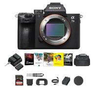 Sony a7 III Mirrorless Camera (Black) - 24MP Full-Frame Digital Camera with Batteries & Dual Charger Kit, Corel Software Kit, 128GB SDXC Memory Card & Large DSLR Bag - Essential Bundle