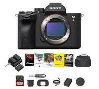 Sony a7 IV Full-Frame Mirrorless Camera (Black) - Fast Hybrid Digital Camera with Batteries & Dual Charger Kit, Corel Software Kit, 128GB SDXC Memory Card & Large DSLR Bag - Essential Bundle