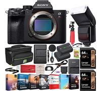 Sony a7R IV 61.0MP Full-Frame Mirrorless Interchangeable Lens Camera Body ILCE-7RM4 4K Bundle with 128GB Memory (2 x 64GB Cards), Flash, Extra Battery, Software, Deco Gear Bag & Accessories (9 Items)