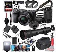 Sony Alpha a6400 Mirrorless Camera with 16-50mm and 55-210mm Lenses, 64GB Extreme Speed Memory + 420-800mm Telephoto Zoom Lens (33 Items)