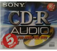 Sony CD-R74 CRM74 - 5 PACK Audio Music CDR Blank Recordable Discs 74 mins New