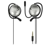 Sony Ear Clip On Headphones | Microphone for Chat Phone & Gaming | Universal 3.5mm Connector Jack | Black/Silver