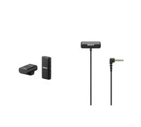 Sony ECM-W2BT Wireless Microphone with Bluetooth Connectivity, Black & ECM-LV1 Lavalier Microphone with Stereo Sound Capture